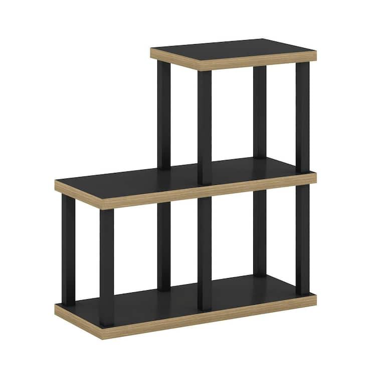 Furinno Turn-N-Tube 28 in. Wide Americano/Black No Tools 3-Shelf 3 Cube Etagere Bookcase