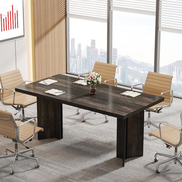 BYBLIGHT Capen 63 in. Rectangular Dark Gray Conference Desk Table 5 ft. Large Meeting Seminar Table with Heavy-Duty Base