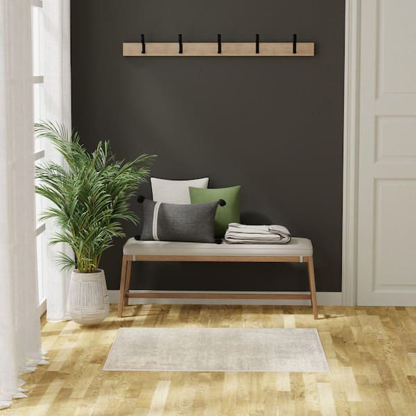 Serenity Home Ivory 2 ft. x 4 ft. Abstract Contemporary Area Rug