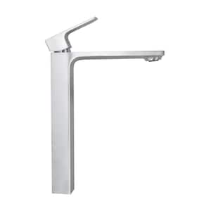 Single Handle Vessel Sink Faucet Single Hole Bathroom Faucet with Drain Assembly in Brushed Chrome