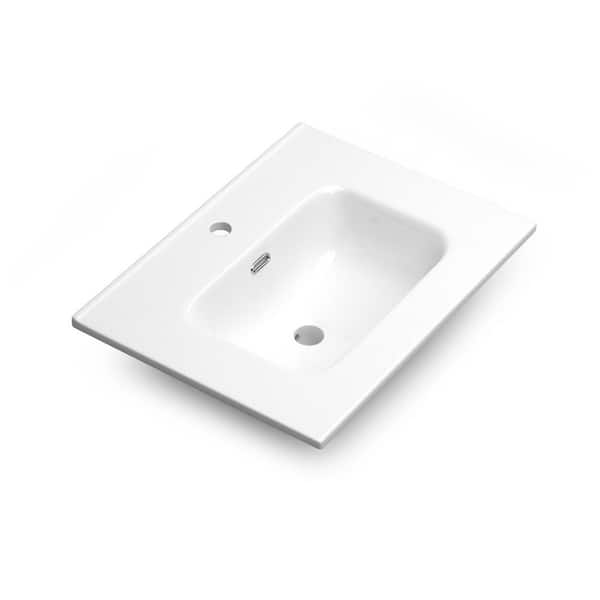 WS Bath Collections Onyx 24.2 in. Drop-In Bathroom Sink in Glossy White Ceramic