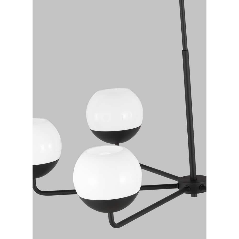 Alvin Midnight Black and Milk Glass Six-Light Chandelier