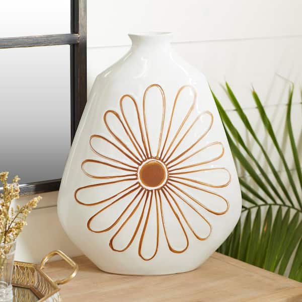 White Coastal Style Ceramic Decorative Vase