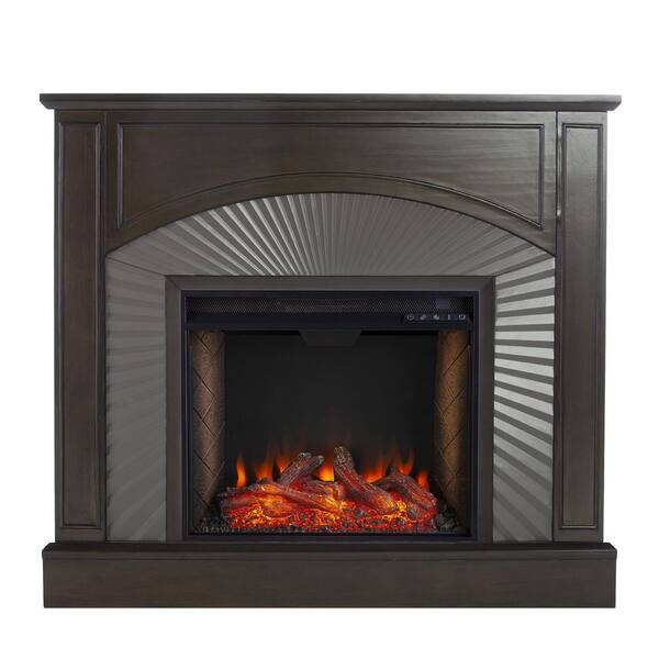SEI FURNITURE Billingsdon 45 in. Freestanding Grooved Silver Smart Electric  Fireplace in Brown Veneer HD147406 - The Home Depot