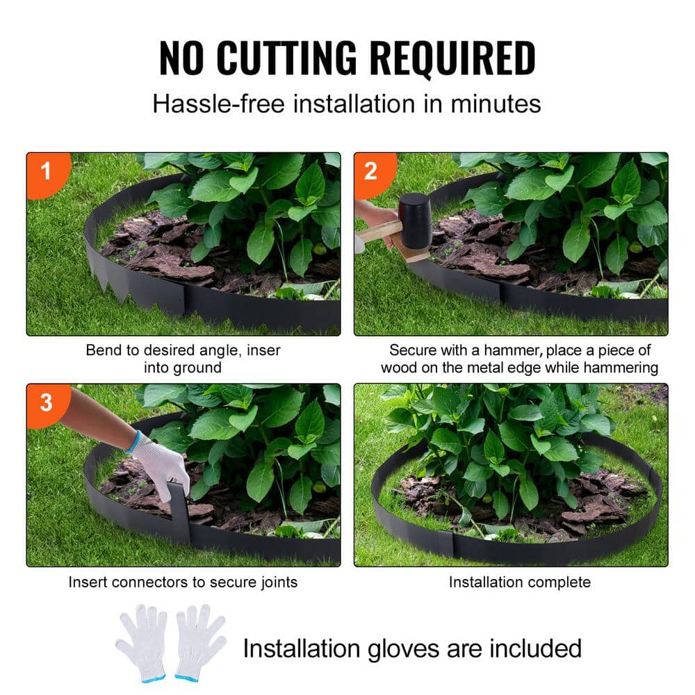 Black Galvanized Steel Hammer-in Landscape Edging Set