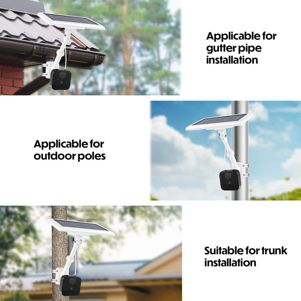 White Universal Pole Mount for Security Camera and Solar Panel