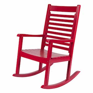 44.25" H Chili Pepper Hard Wood Modern Wide Seat Outdoor Rocking Chair, Patio Chair, Outdoor Furniture, Patio Furniture