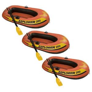Explorer 200 Inflatable 2-Person Raft Set with Oars and Pump (Set of 3)