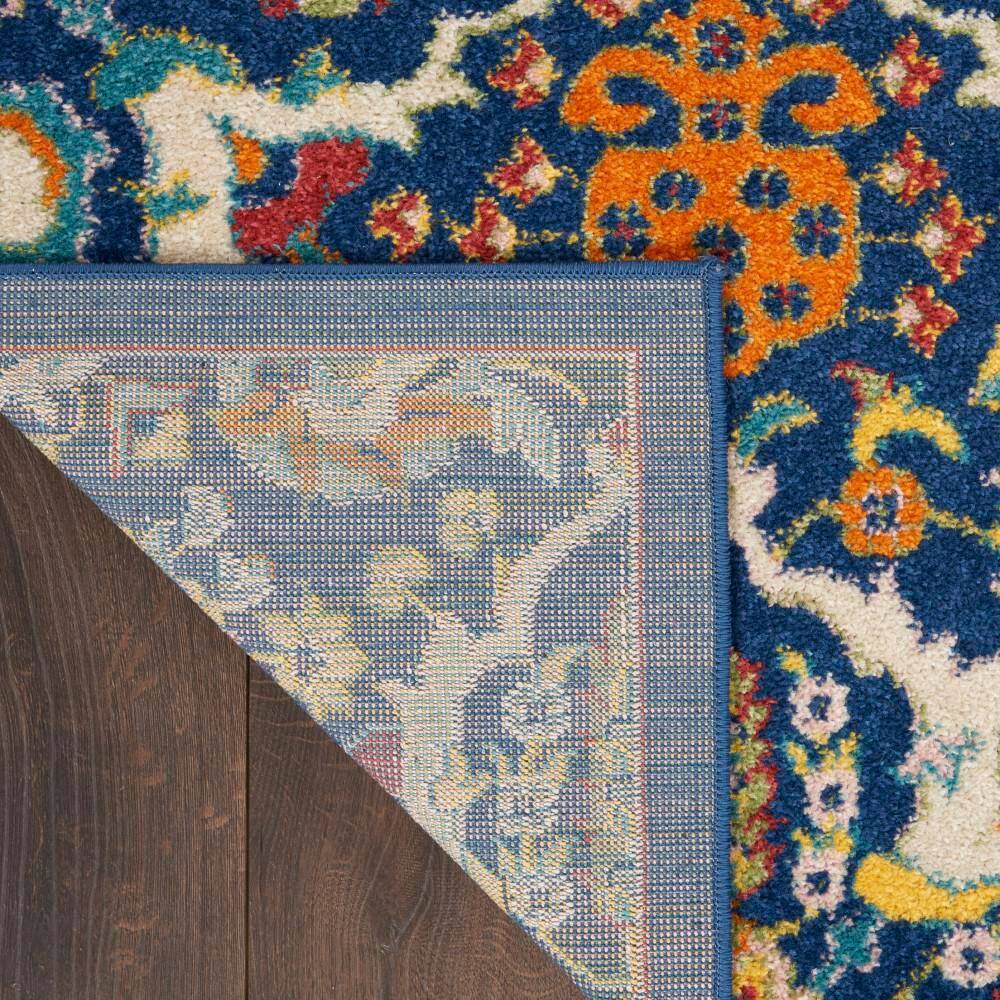 Navy Multicolor Floral Synthetic 5' x 7' Area Rug