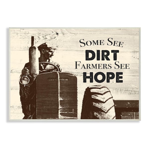 Stupell Industries "Farmers See Hope Rustic Wood Texture Word Design" by The Saturday Evening Post Abstract Wall Plaque 19 in. x 13 in.