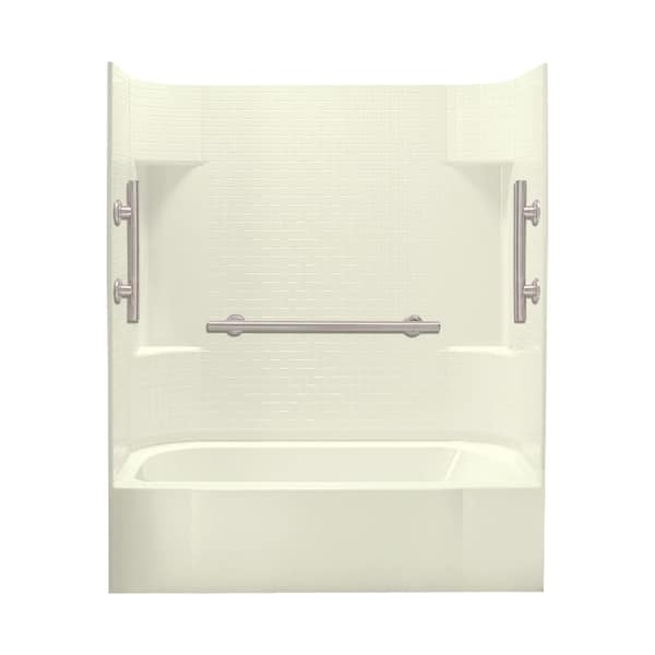 STERLING Accord 30 in. x 60 in. x 72 in. Bath and Shower Kit Left-Hand Drain in Biscuit