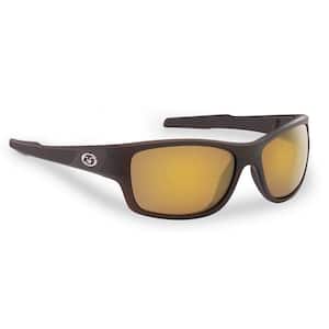 Down Sea Polarized Sunglasses Brown Frame with Amber Gold Mirror Lens