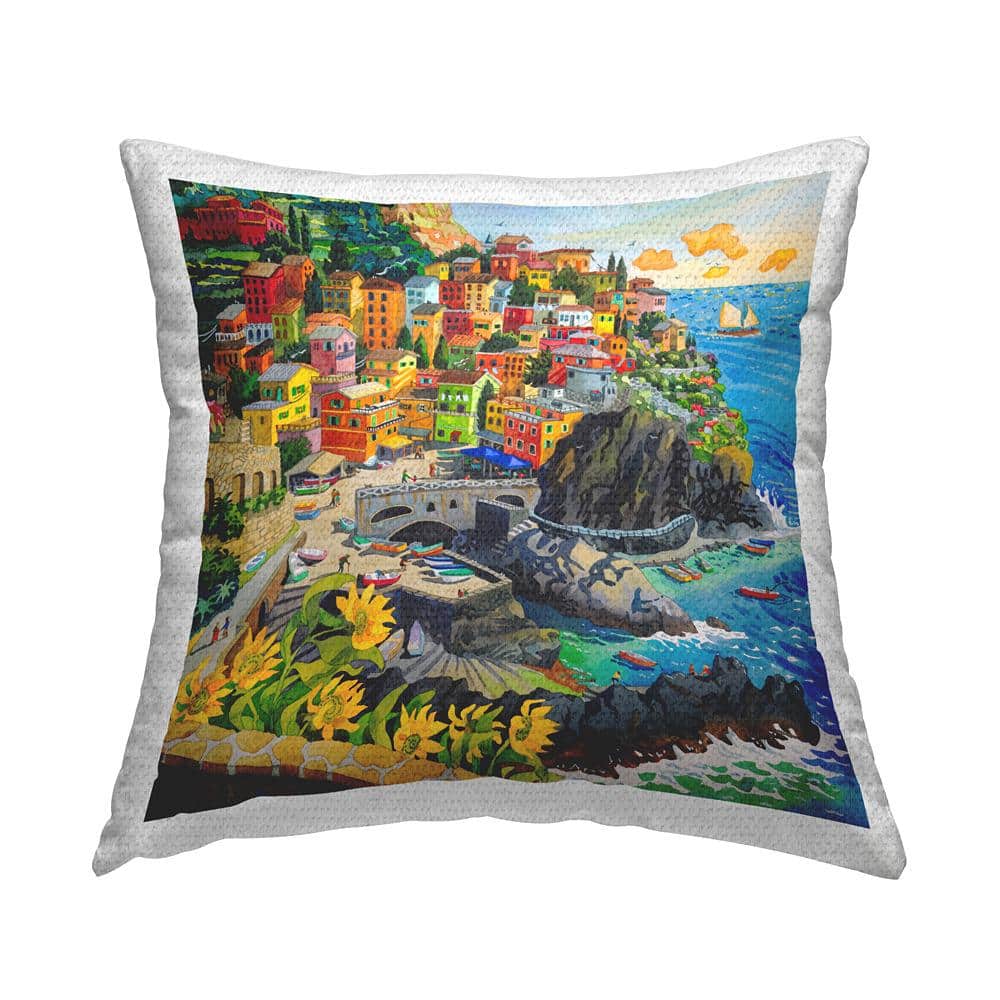 Cinque Terre Ocean View Multi-Color Square Outdoor Throw Pillow price history on PriceWatchPro