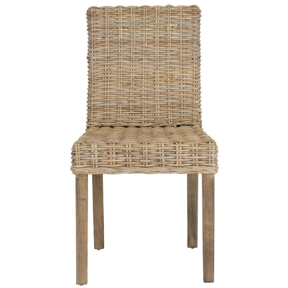 Natural Rattan and Mango Wood Dining Side Chair Set