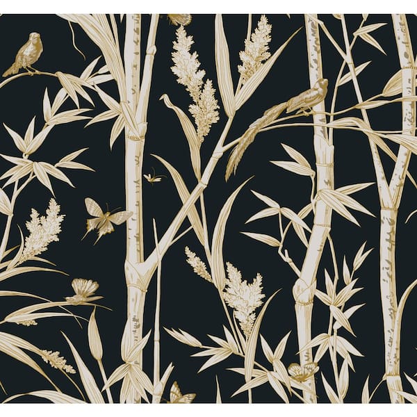York Wallcoverings Bambou Toile Black Wallpaper Roll
