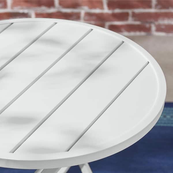 White Round Metal Folding Outdoor Bistro Table