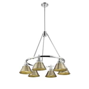 Orwell 6-Light Chrome and Aged Brass Chandelier