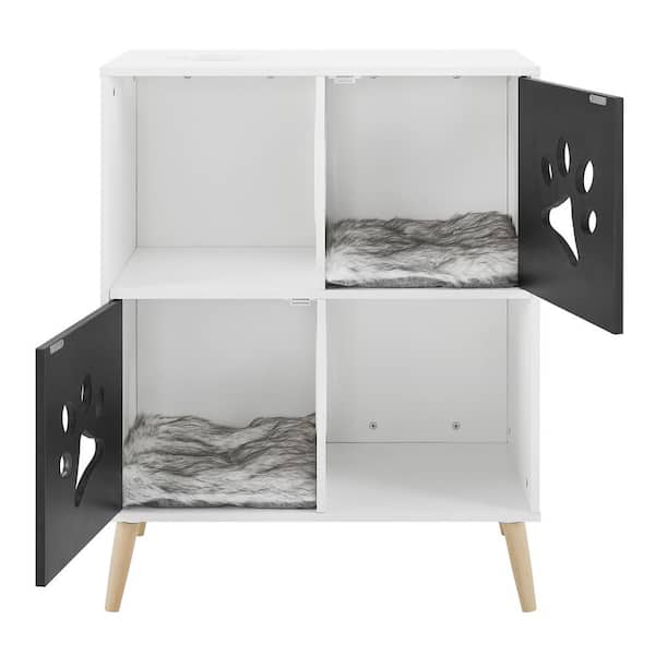 Sam's Pets Convertible Black and White Cat Tree End-Table Shelf