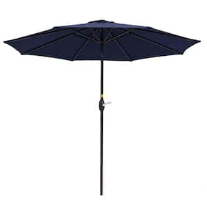 7.5 ft. Metal Market Beach Umbrella Outdoor Patio Umbrella in Navy Blue