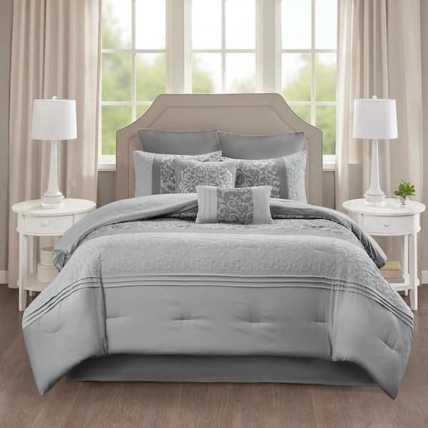 510 Design Lynda 8-Piece Grey Polyester Queen Embroidered Comforter Set