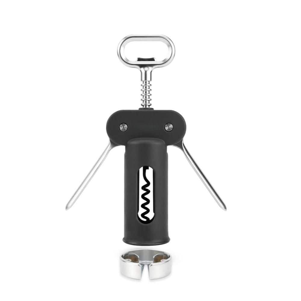 Wine Opener with Foil Cutter and Self-centering Sharp Screw, Zinc Alloy Wing Corkscrew, Easy to Remove Cork, Black price history on PriceWatchPro