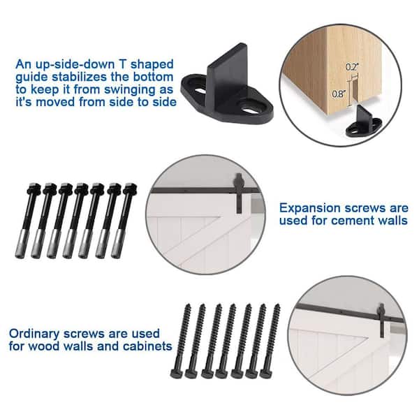 Sure-Loc Hardware Flat Black Barn Track Floor Guide, T-Style BARN-TGD FBL -  The Home Depot