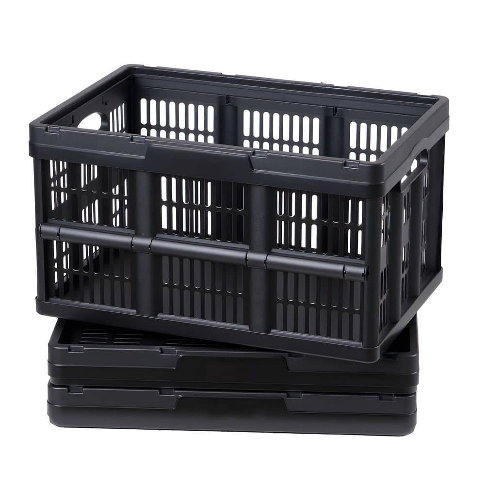 45L Collapsible Storage Bins Set of 3, Foldable Plastic Crates with Handles, Stackable for Home, 33lbs Load, 9.5 Gal price history on PriceWatchPro