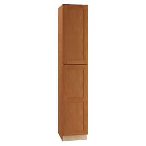 Hargrove Assembled 18x90x24 in. Plywood Shaker Utility Kitchen Cabinet Soft Close Right in Stained Cinnamon