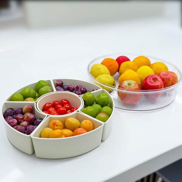 Esepony 11.6 in. 6-Compartment Divided Serving Tray with Lid and