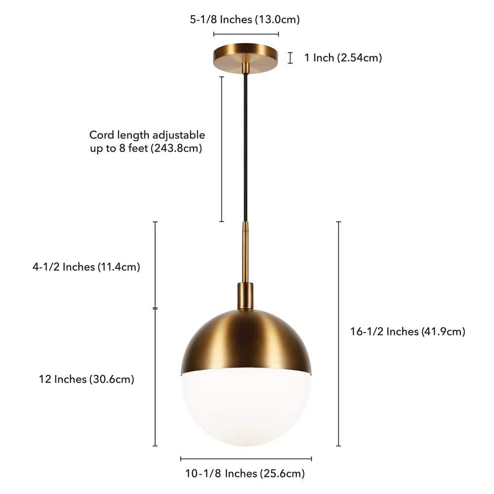 Orb Brushed Brass 12" Globe Pendant with Frosted Glass Shade