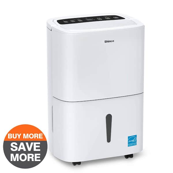 Edendirect 150 pt. 7,000 sq. ft. Portable Dehumidifier in White with Built In Pump, Dual Filters, Auto Defrost, Variable Speeds