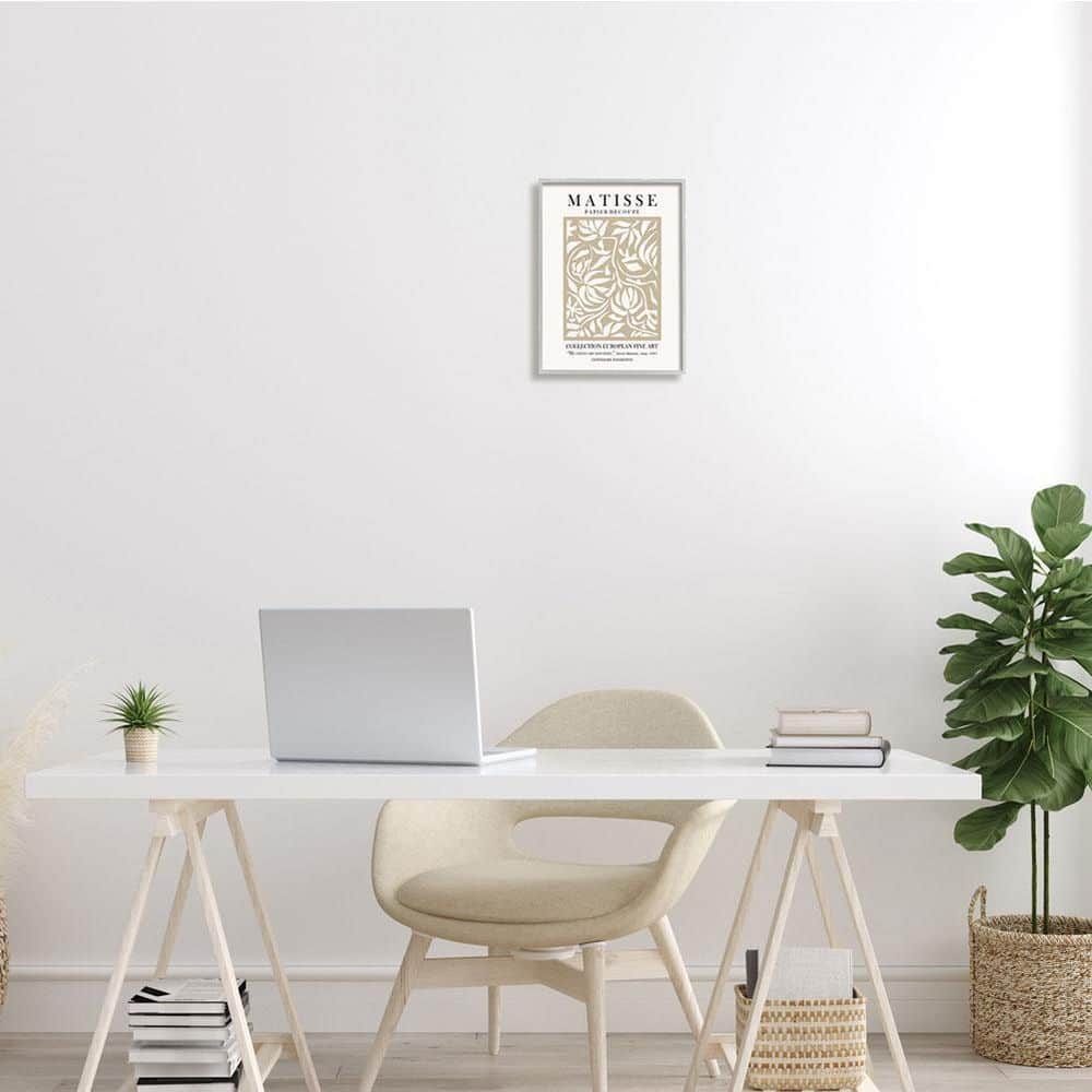 Matisse Beige Floral Print on Canvas with Gray Frame