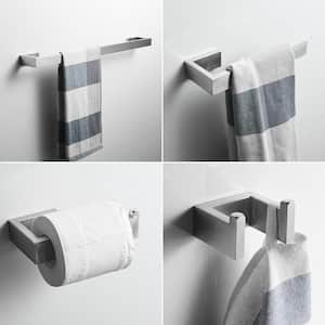 4-Piece Bath Hardware Set Towel Rack in Brushed Nickel with Toilet Paper Holder Towel Hook and 24 in. Towel Bar