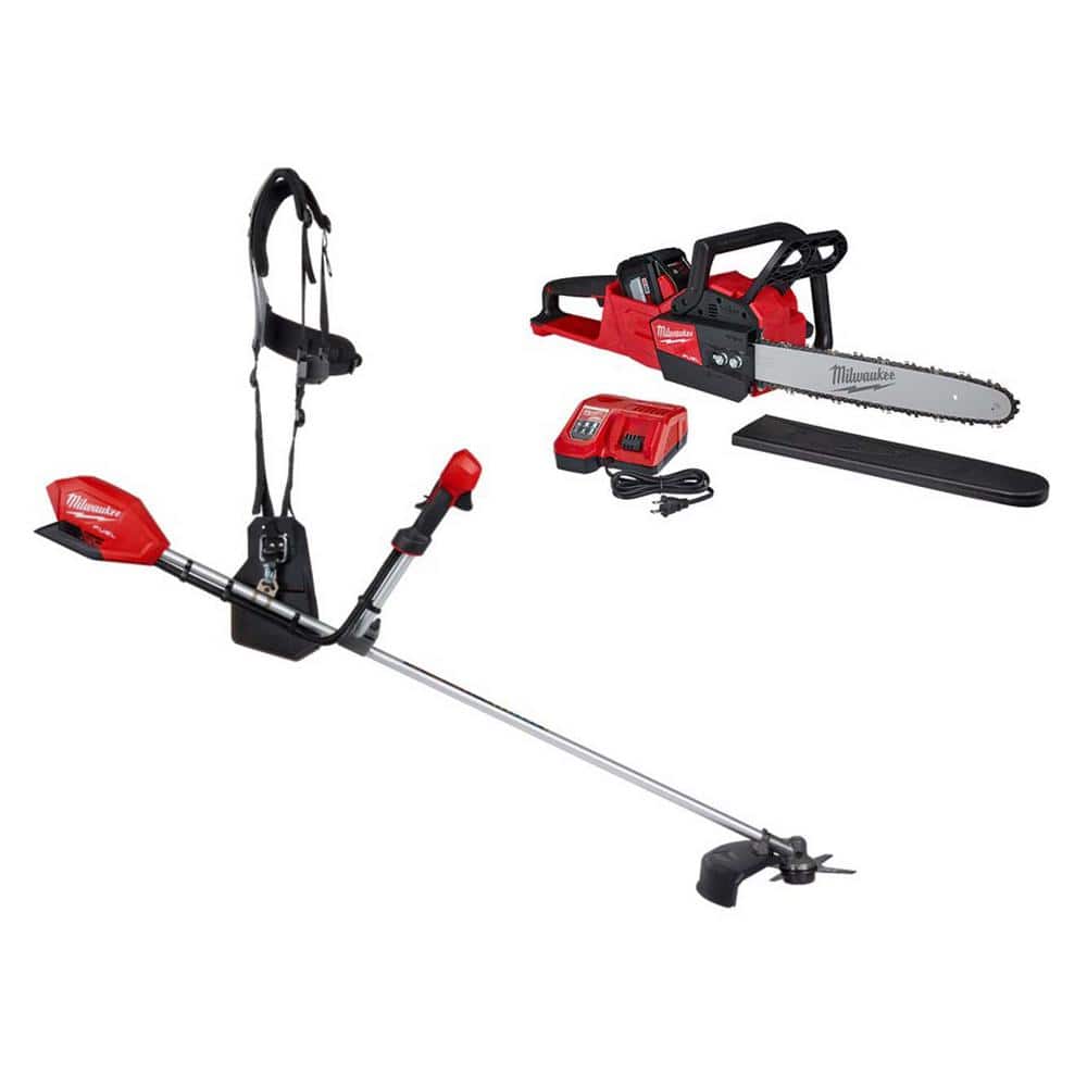 Milwaukee M18 FUEL 18V Lithium-Ion Brushless Cordless Brush Cutter w/M18 FUEL 16 in. Chainsaw, 12.0 Ah Battery, Charger (2-Tool) -  3015-2721HD