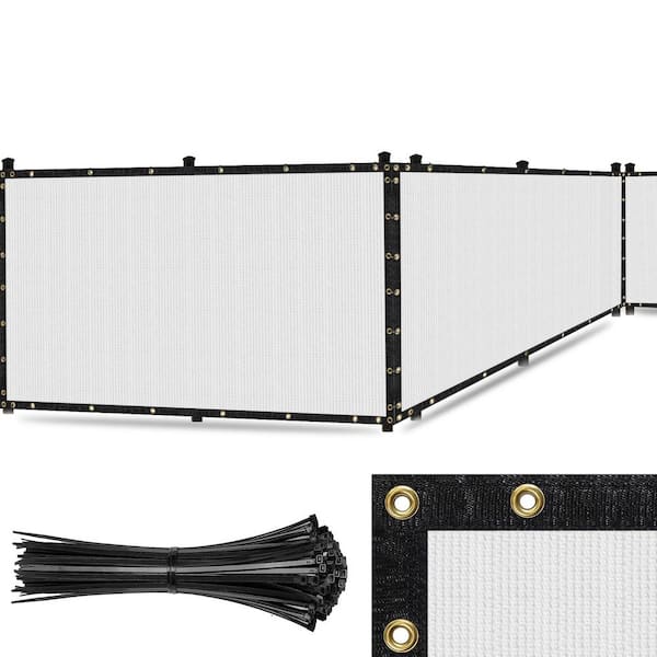 Ultra 4 ft. x 30 ft. Non-Recycled Polyethylene Heavy-Duty 200 GSM Privacy Fence Screen 90% Cable Zip Ties, White