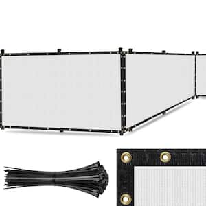 Ultra Heavy-Duty 200 GSM Privacy Fence Screen White - 6 ft. x 50 ft. Non-Recycled Polyethylene 90% Cable Zip Ties