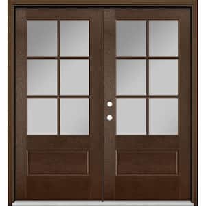 72 in. x 80 in. Vista Grande Stained Right-Hand Inswing 6-Lite Clear Glass Fiberglass Prehung Front Door and Vinyl Frame