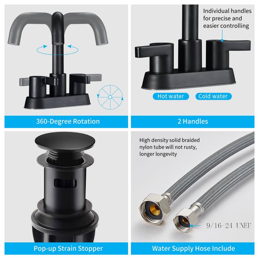 Matte Black Stainless Steel Double Handle High Arc Faucet