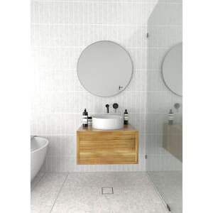 28 in. W x 28 in. H Framed Round Bathroom Vanity Mirror in Satin Brass