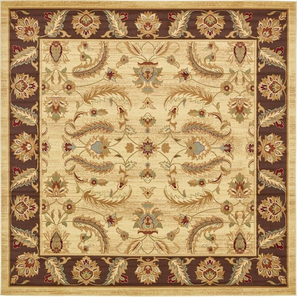 Unique Loom Voyage Hickory Ivory 10' 0 x 10' 0 Square Rug