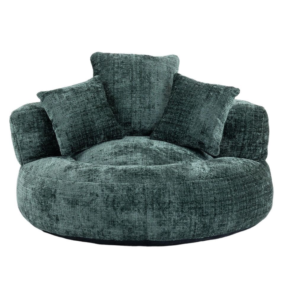 Emerald Chenille Middle Bean Bag Chair, Durable Comfort Lounger High Back C