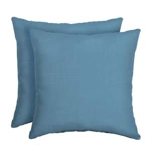 16 in. x 16 in. French Blue Texture Outdoor Throw Pillow (2-Pack)