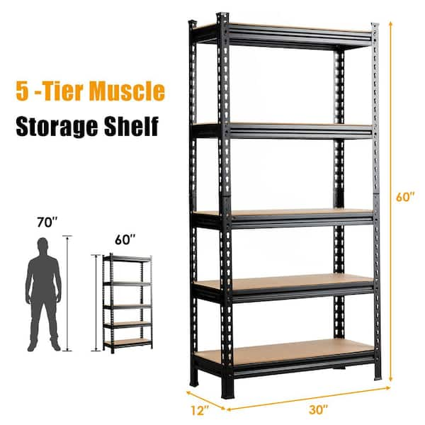 Costway 4 PCS 72-Inch 5-Tier Storage Rack Adjustable Garage Shelf Shelving  Unit