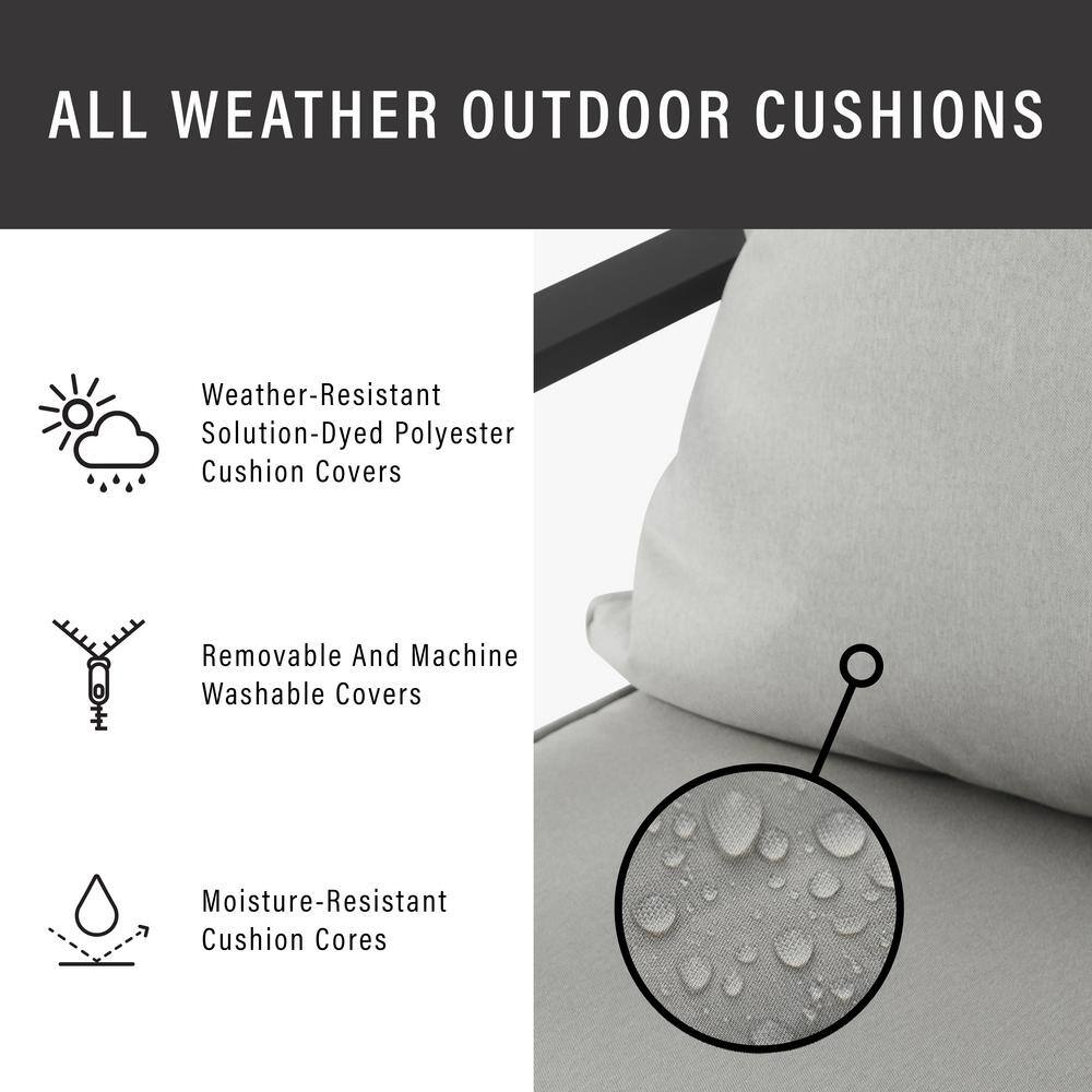 Otto Swivel Outdoor Dining Chair Set with Chevron Gray Cushions
