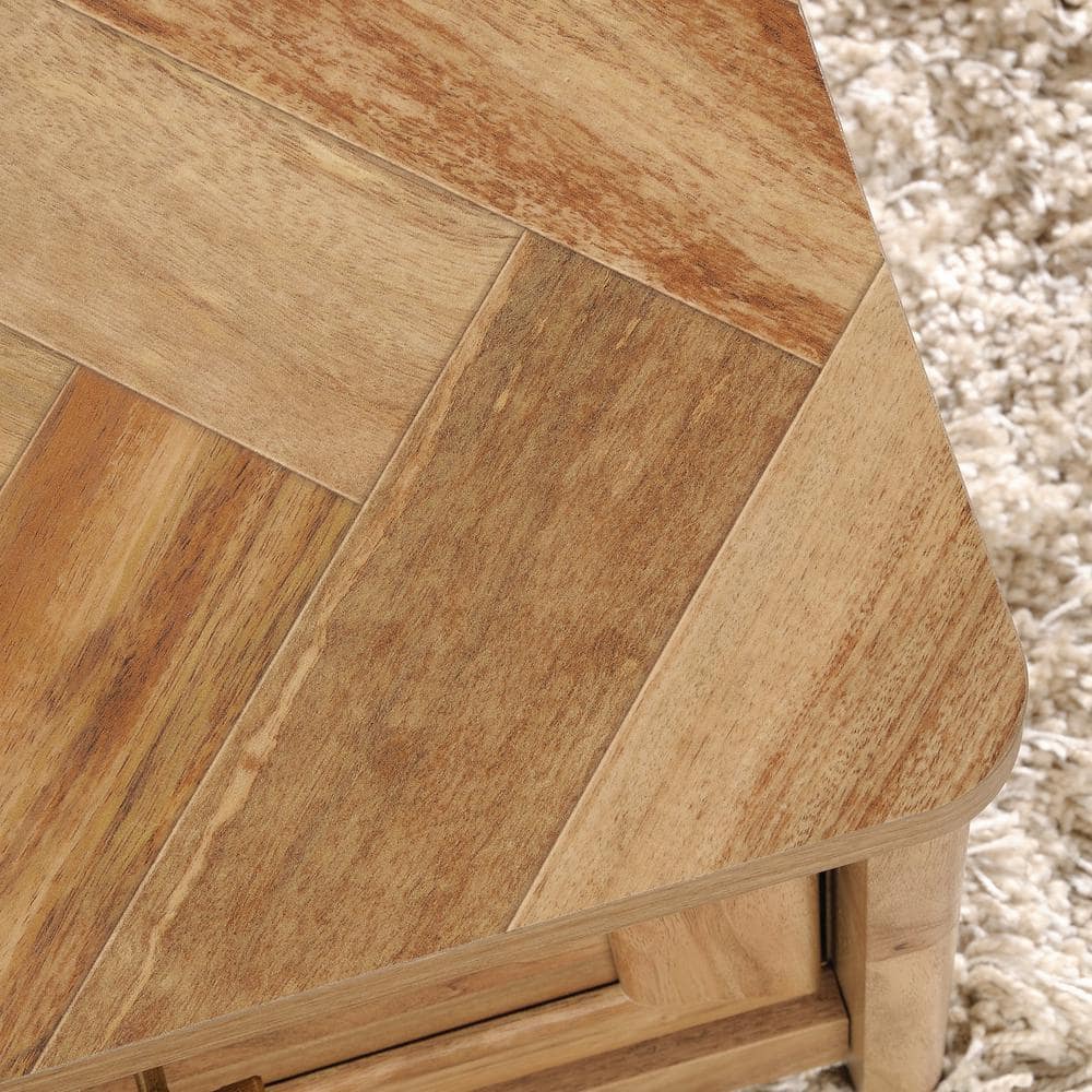 Sindoori Mango Wood & Metal Rectangular Coffee Table with Storage