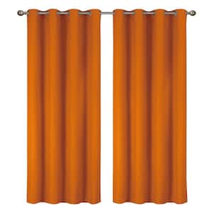 Lillian Collection Orange Polyester Solid 55 in. W x 84 in. L Thermal Grommet Indoor Blackout Curtains (Set of 2)