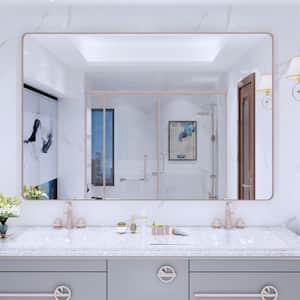 60 in. W x 40 in. H Large Rectangular Framed Wall Mounted Bathroom Vanity Mirror in Brushed Nickel