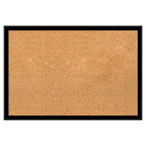 Incline Black 25 in. x 17 in. Wood Framed Natural Cork Memo Board