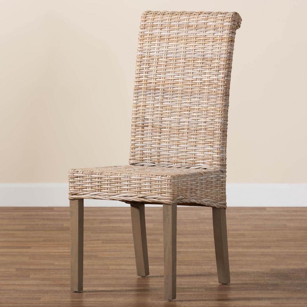 Santiago High Back Gray Cane and Wood Side Chair