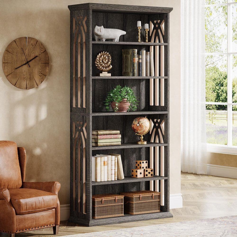 TRIBESIGNS WAY TO ORIGIN Frailey 75 in. Tall Gray Wood 6-Shelf